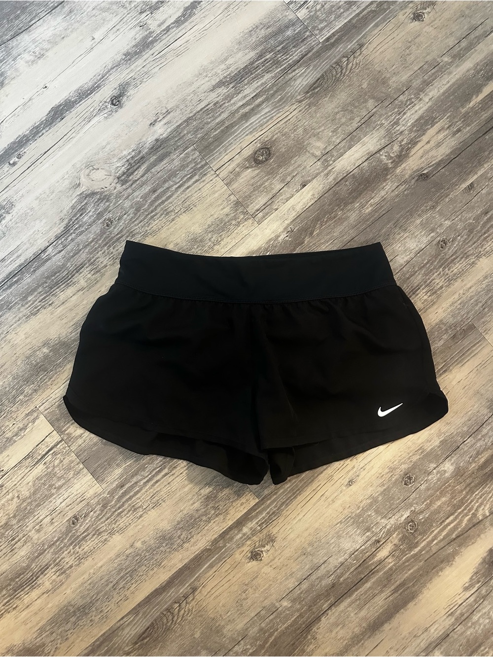 Nike Black Women's Athletic Shorts with White Swoosh